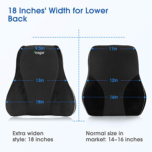 Lumbar Support Pillow, Feagar Large Office Chair Back Cushion Memory Foam Orthopedic Backrest for Car Seat Office Chair Wheelchair, Ergonomic Back Support Breathable for Lower Back Pain Relief - Thumbnail 2