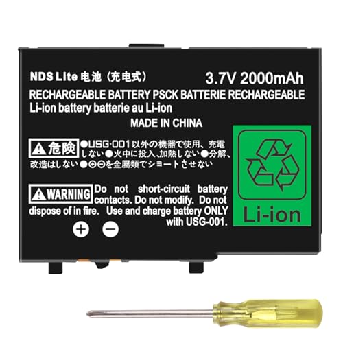 JUBOTY NDS Battery for Nintendo DS NDS Game Console NTR-001 NTR-003, 2025 New Revised High Performance Ultra High Capacity Li-ion Replacement Battery (Black, NDS Lite, A)