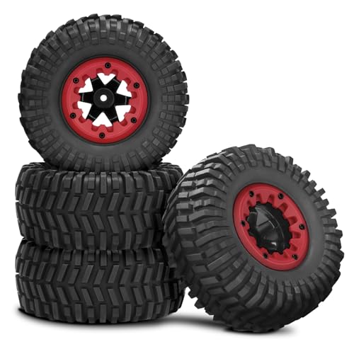 2.2 Beadlock Wheels and Tires, daitoku RC 2.2 Beadlock Wheels Set for Traxxas Slash 4x4 RC Rally Truck Car (4pcs)