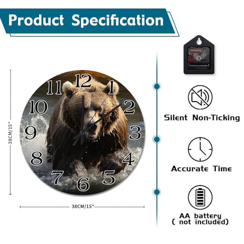 Horloge murale Katmai décoration murale moderne et rustique de 30,5cm - 7