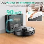 Tikom Robot sous vide et Mop Combo, 90-Day Self-Emptying, 6000Pa Aspirateur robotisé, Navigation Lidar, Cartographie à domicile, Idéal pour les planchers durs, les tapis et les cheveux d'animal(L8000 Plus)