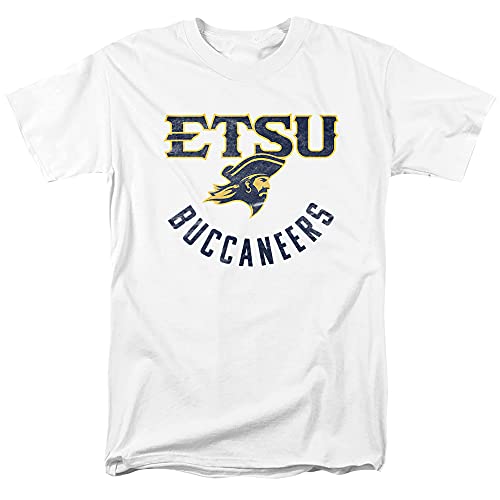 East Tennessee State University Official ETSU Buccaneers Logo Unisex Adult T-Shirt, White, Medium