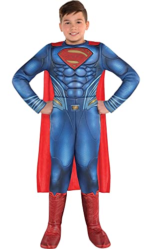 Costumes USA Superman Muscle Costume for Boys, Size 3-4T, Blue Padded Jumpsuit and Red Cape Included