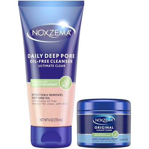 Noxzema Daily Deep Pore Oil-Free Cleanser + Original Deep Cleansing Cream with Real Eucalyptus Extract for Clean, Soft Skin