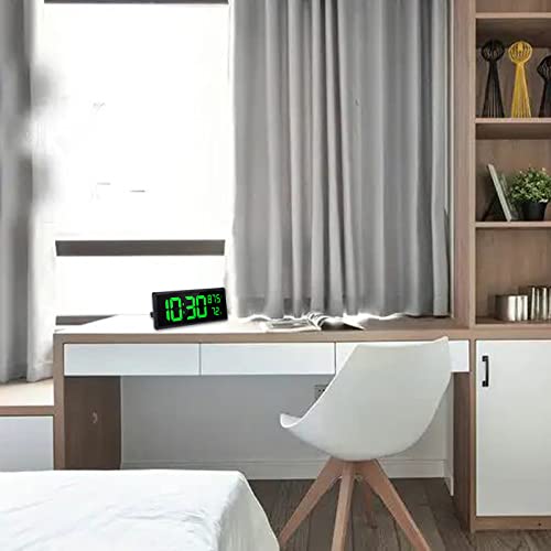 Yaboodn Digital Clock Large Display, Large Digital Wall Clock With Temperature And Humidity, 14.3 Inch Digital Wall Clock With Green Large Led Numbers For Bedroom, Office, Clear Read For Elderly #TOP6