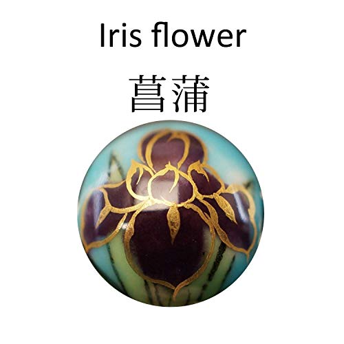 Handmade Kyoto Kiyomizu-Yaki & Crystal Bracelet Flower Beads Japanese Juzu Bracelet For Women Gifts (Iris Flower) #TOP1