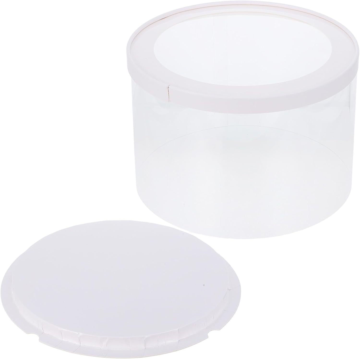 SEWACC 4pcs 8-inch round Cake Storage Boxes with Lids, Disposable Single-layer Cake Carriers for Birthday, Wedding, and Event Transport
