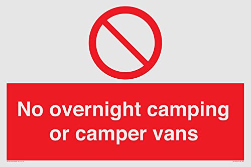 No overnight camping or camper vans Sign - 600x400mm - A2L
