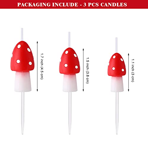 3 Pcs Birthday Candles Mushroom Candles, Mushroom Cake Decorations Forest Woodland Mushroom Cake Cupcake Topper For Birthday Baby Shower Party Supplies And Wedding Favor #TOP5