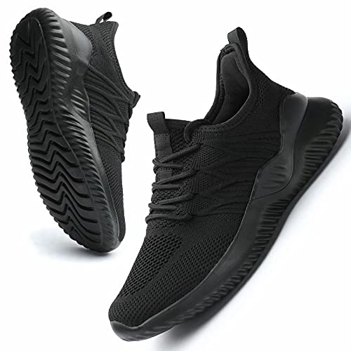 Women's Running Shoes Ladies Slip On Tennis Walking Sneakers Lightweight Breathable Comfort Work Gym Trainers Stylish Shoes All Black #TOP4