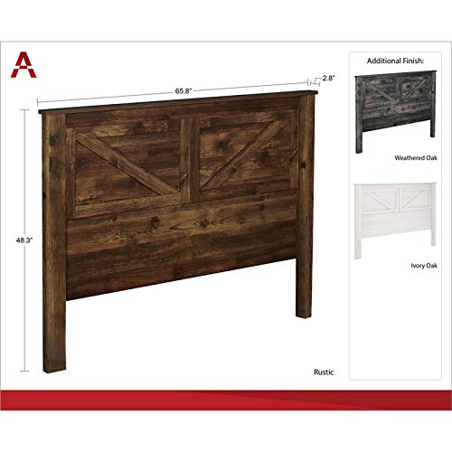 Bowery Hill Farmhouse Queen Headboard In Rustic Brown Finish #TOP2