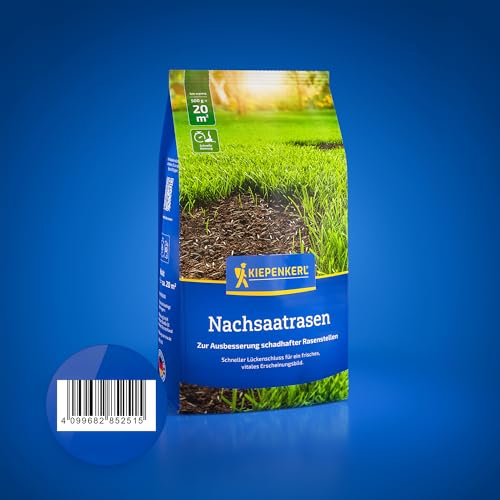 Kiepenkerl Nachsaat-Rasensamen 1085251 - schnelles Wachstum - dichte Rasennarbe - 500 g für 20 m² - Grassamen, Samen, Saatgut Made in Germany