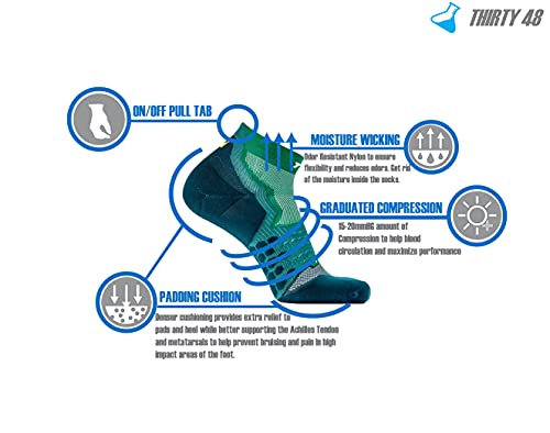 Thirty48 Performance Compression Low Cut Running Socks For Men And Women | More Compression Where Needed ([1 Pair] Green/Green, Medium - Women 7-8.5 // Men 8-9.5) #TOP5