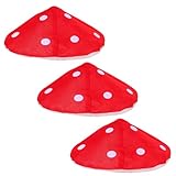 FOYTOKI 3 Gorros de Disfraz de Seta Roja Lunares Blancos Tamaño Pequeño 18 CM Material Ligero y Cómodo Sombreros para Fiesta Halloween y Cosplay Accesorios Temáticos Adultos
