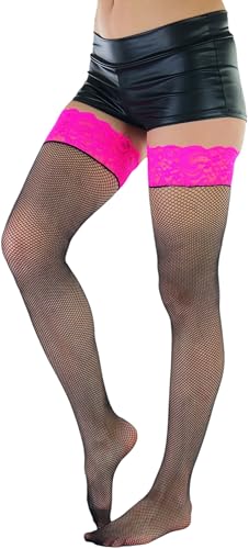 Image of ToBeInStyle Women's Fine Classic Fishnet Thigh High Stretch Nylon Novelty Stockings
