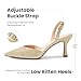 Athlefit Closed Pointed Toe Kitten Heels for Women Dress Work Wedding Party Slingback Stiletto Pumps Shoes Gold, Size 8, SAPU2606W