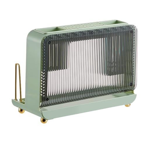 Kitchen Utensil Holder, Chopsticks Spoons Storage Rack Utensil Organizer with Detachable Drain Holes for Countertop (Green)