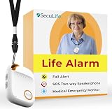 Seculife GPS Tracker for Elderly, Fall Detection Device - Life Alert, SOS Button, Two-Way Calling, Geofence Alerts, Medical Alert Necklace, IP67 Splash Resistant, Caregiver App, USA Coverage