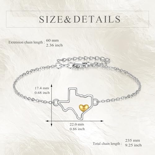 SILBAZ Texas Bracelet Tiny Adjustable Heart American Jewelry American Lover Gift for Women Mom by SILBAZ - Used condition - Image 5