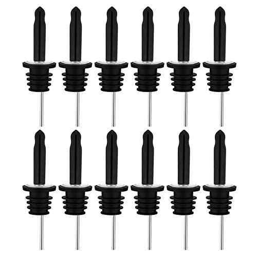 Image of Pafusen 12 Pack Liquor Bottle Pourers, Liquor Pour Spout for Liquor Bottles, Stainless Steel Olive oil Dispenser Spout, Alcohol Pourer Spouts Dust Caps Long Covers, Sliver