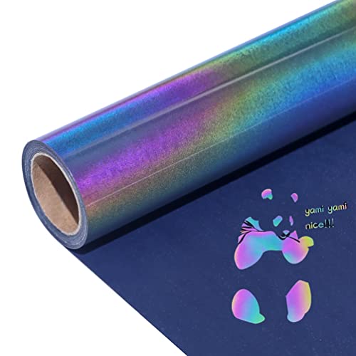 Reflective Rainbow Iron On Vinyl - 12in x 6ft Holographic Chameleon HTV Vinyl Easy Cut & Weed for T-Shirt