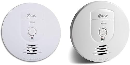 Kidde Detector de humo inalámbrico, funciona con pilas AA (incluida), sensor de ionización de interconexión sin cables, alarma de humo y detector de