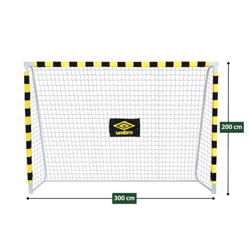 Foto von Umbro Fußballtor - Fussballtor 300 x 200 x 90 cm - Fußball Tor - Fussballtore für Garten Kinder und Erwachsene - Fussball Trainingszubehör für Innen und Außen - Metall - Schwarz/Gelb