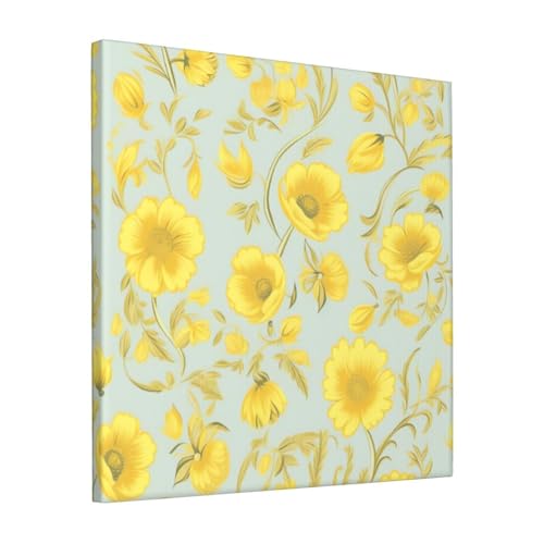 Toile de fleurs jaunes 30x30 cm sans cadre pour salon