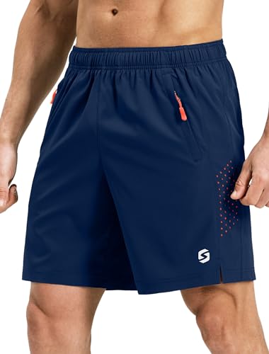 Image of Men's Running Athletic Shorts 7 Inch Quick Dry Lightweight Workout Gym Tennis Shorts 3 Zipper Pockets
