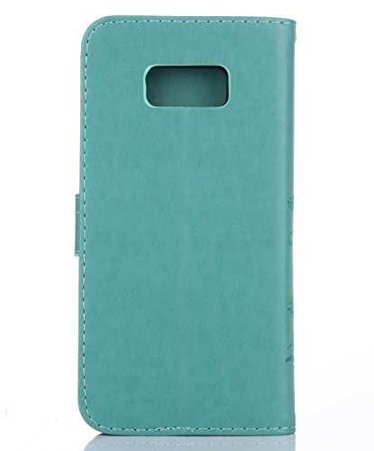 Flyee Case Compatible With Samsung Galaxy S8 (5.8 Inch,Released In 2017),Wallet Case For Women And Girls With Card Holder,Leather Flip Case Kickstand For Galaxy S8- Embossed Flowers Green #TOP2