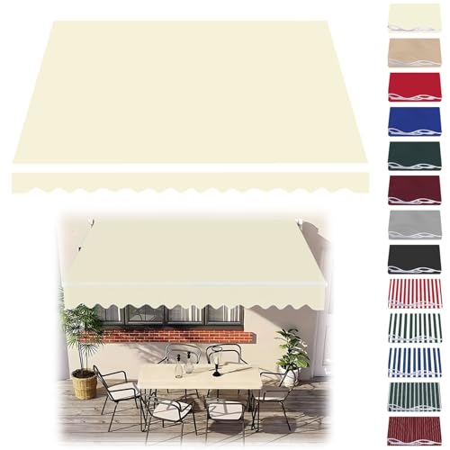 RV Awning Fabric Replacement, Polyester Retractable Awing Canopy Cover Waterproof Sunshade Shelter Cloth Replacement Canvas for Patio Garden Yard, Without Frame L5-20ft(Beige,11x10ft)
