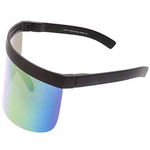 zeroUV Visor Sunglasses for Men and Women, Futuristic Face Shield Glasses with UV400 Protection 172mm (Rainbow Mirror)