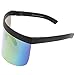 sunglassLA - Futuristic Oversize Shield Visor Sunglasses Flat Top Mirrored Mono Lens 172mm (Rainbow Mirror)