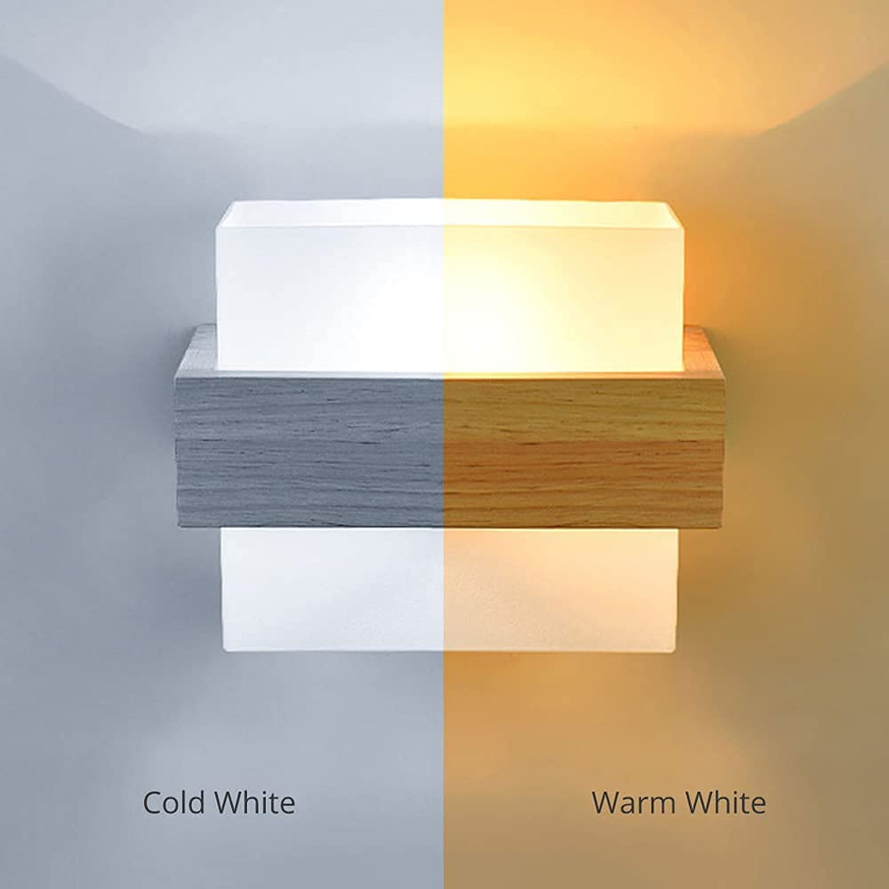 Lampada Da Parete Moderna Nordica In Legno - Con 2 Portalampade E27 - Per Camera Da Letto, Soggiorno, Corridoio (15x25 Cm)