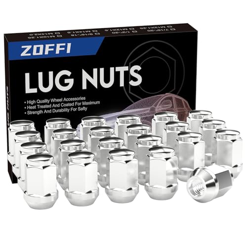 ZOFFI 1/2-20 Lug Nuts 23pcs - Compatible with 1987-2018 Jeep Wrangler JK, 2002-2012 Jeep Liberty, 1993-2010 Jeep Grand Cherokee Aftermarket Wheel - Chrome Closed End Solid Lug Nuts