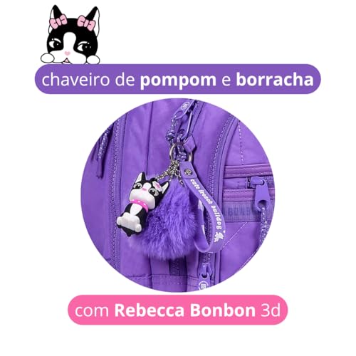 Kit Escolar Mochila de Rodinha RB com Lancheira e Estojo Rebecca Bonbon (LILÁS)