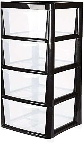 Keraiz 4 TIER Cabinet - Drawers Draw Tower Trolley Unit/Storage Box/Clear Transparent Drawers/Files, Utility Storage (4 Tier Blue)