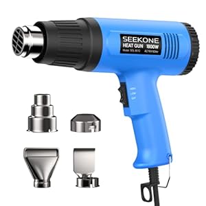 SEEKONE Heat Gun, 1800W Heavy Duty Hot Air Gun Kit with 572℉&1112℉ Dual-Temperature Settings and 4 Nozzles for Shrinking…