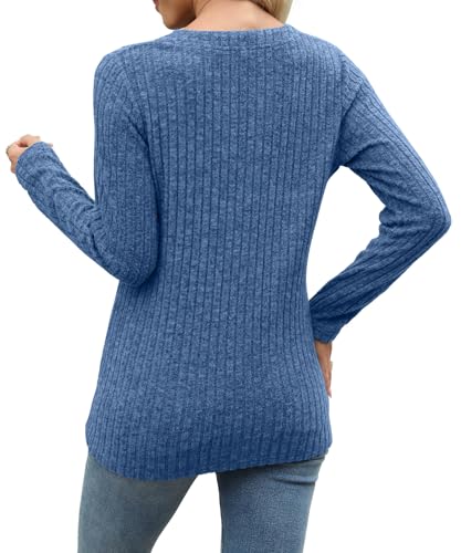 Image of XMTOPYE Sweaters for Women Fashion Long Sleeve Tops Pullover V Neck Casual Loose Sweatshirt