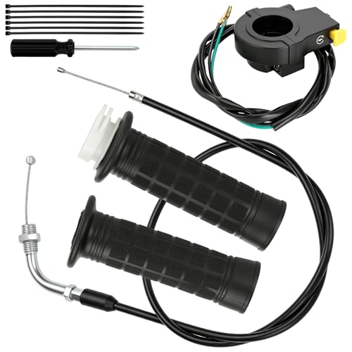 Image of YOXUFA 2 Stroke Twist Throttle Handle Grip Throttle Cable 50 inch Replacement for Motorized Bike 80cc 49cc 100cc 50cc Engine Bicycle Parts with 7 /8 inch 22mm Handlebar Kit