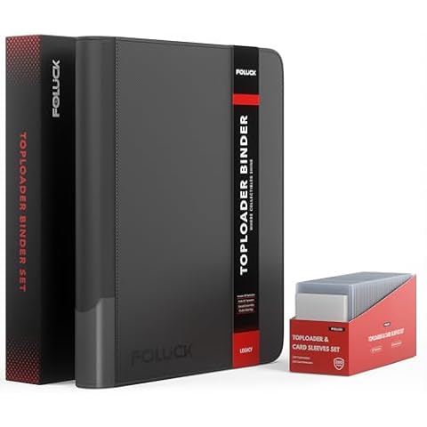 Foluck 9 Pocket Top Loader Binder, Holds 252 Toploaders, 200Pcs Top Loaders & Card Sleeves Included, Side-Loading Trading Card Binder, Premium Collection Album for Pokemon, TCG, MTG, Sports Cards Cover