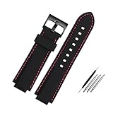 Taille disponible : 24-16 mm HuanJ Bracelet De Montre En Caoutchouc Silicone Compatible Avec Oris Aquis, Convexe, Boucle Ardillon Acier Inoxydable, Noir, 24 Mm X 11(Red line black,24-10mm)