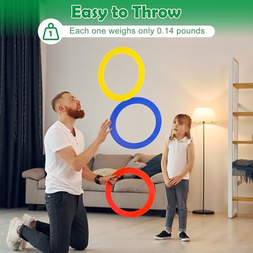 Pletpet Junior Juggling Rings Set of 3, 9.5" Diameter Plastic Juggling Hoops for Beginners and Professionals (Red/Blue/Yellow)