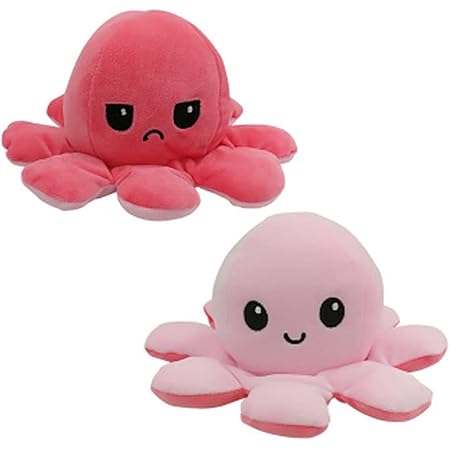 Amazon ぬいぐるみ タコ リバーシブルタコ人形 裏返したタコのぬいぐるみ 両面フリップ人形 プレゼント ギフト おもちゃ cm ふわふわぬいぐるみ 怒る顔も笑い顔も 面白い ピンク ライトピンク おもちゃ おもちゃ
