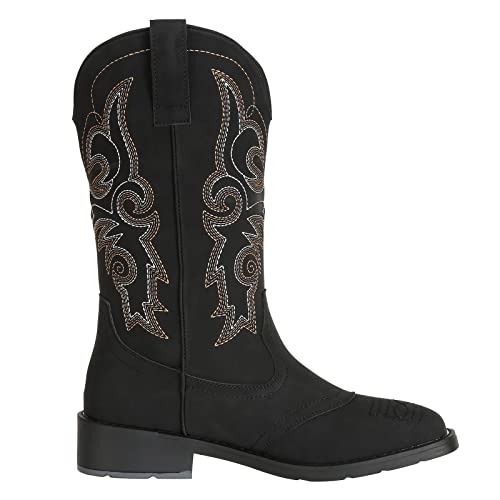 J's.o.l.e Women's Square Toe Fashion Western Boots Black Us Size 8 #TOP1