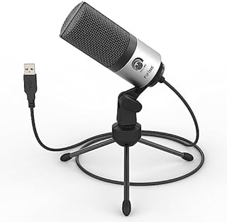 FIFINE Mikrofon PC USB, mikrofon do MAC, PS4, PS5, mikrofon do podcastów ze stojakiem, jakość studyjna nagrywanie mikrofony kondensatorowe - K669S (srebrny)