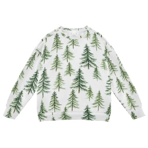 JUNZAN Cartoon Green Christmas Trees Kids Boys Hoodie Sweatshirt Long Sleeve Outerwear for Kids Party 4T