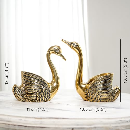 Image of BEHOMA Set of 5 Pair Aluminium Golden Swan Candle Holders with Gift Box