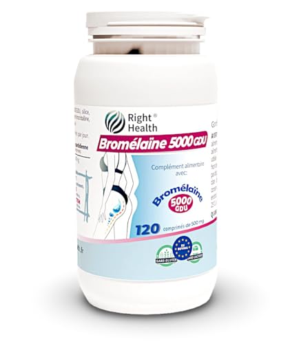 BROMÉLAÏNE 5000 GDU. 120 Comprimés Haute Dose Avec Bromélaïne Pure. Supplément Bromélaïne Extrait Ananas. Draineur Puissant. Drainant Minceur Diurétique Naturel rétention d’eau, anticellulite digestif
