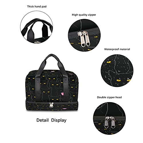 Pardick Travel Duffel Bags for Men Women Weekender Bag Overnight, Carry On Tote Luggage Bag for Vacation Trip Camping Gym (Cat)3